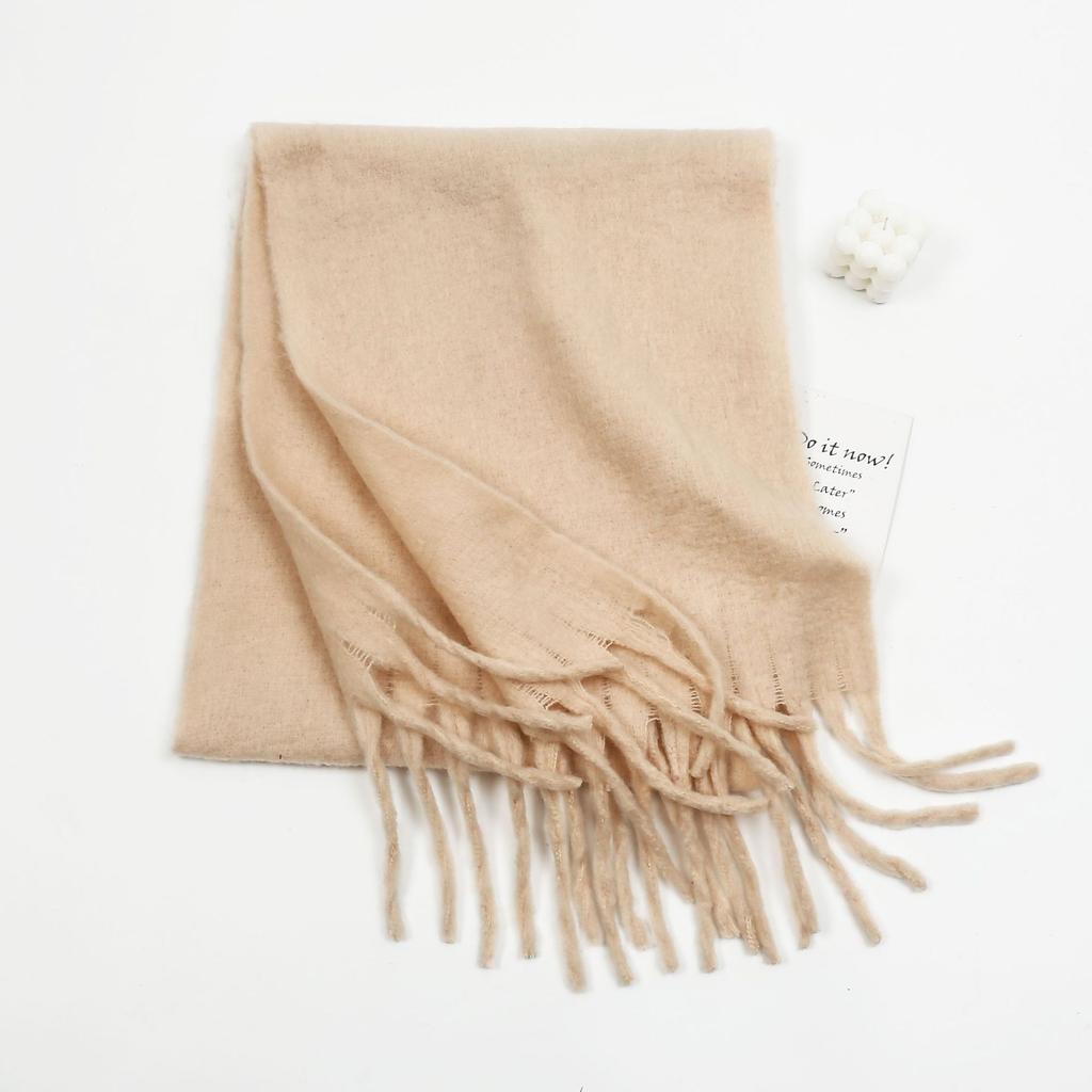 Versatile mohair solid color scarf women's winter thickening simple warmth enlarged shawl scarf