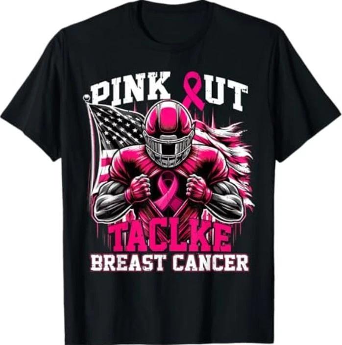 Pink Out Tackle Football Breast Cancer Awareness T-Shirt M
