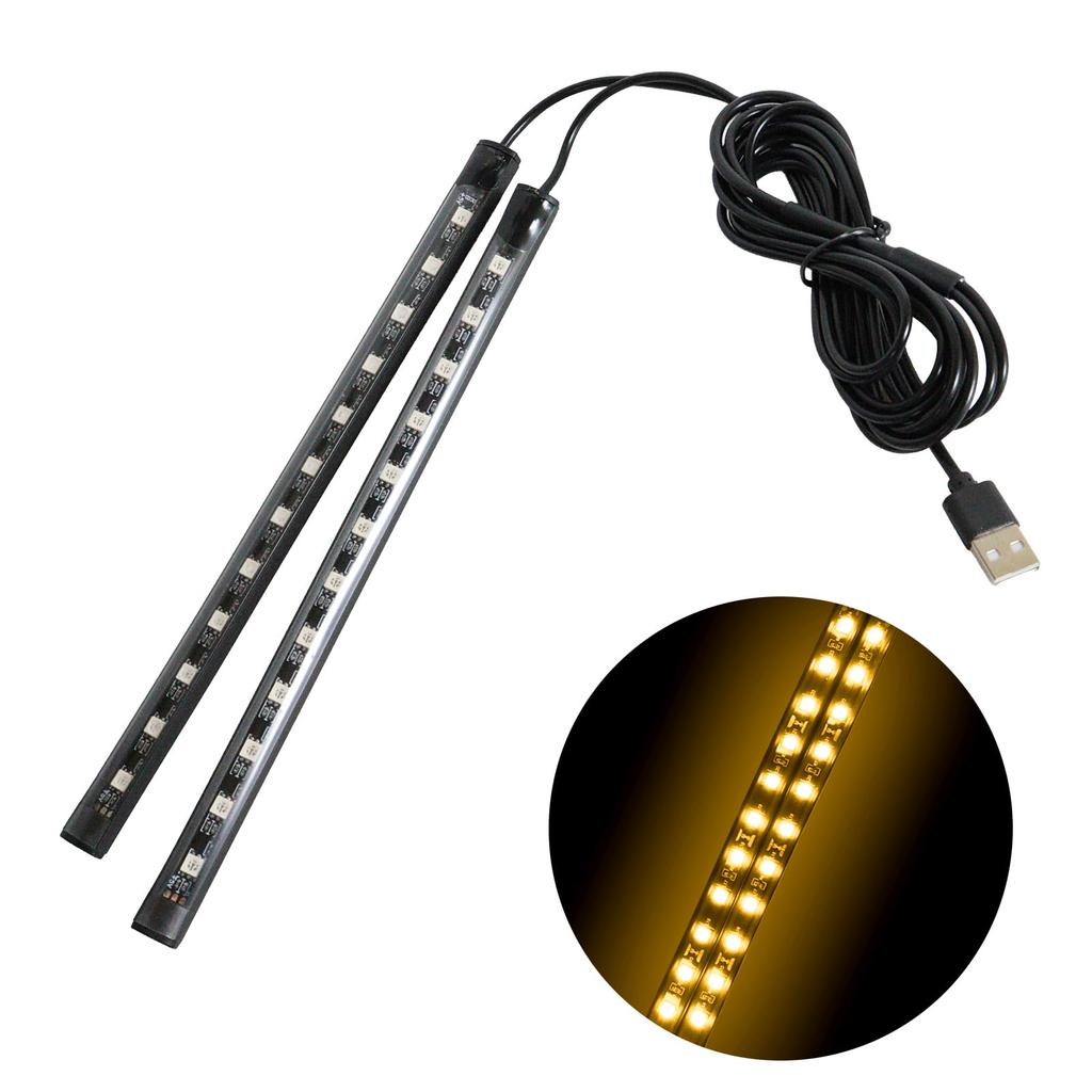 Nishihaya Car LED Tape Light, 2 Lights, Floor Light, USB Type, Lamp, Indoor, Foot Light, Lighting, Decoration, Car, W2 (Yellow)