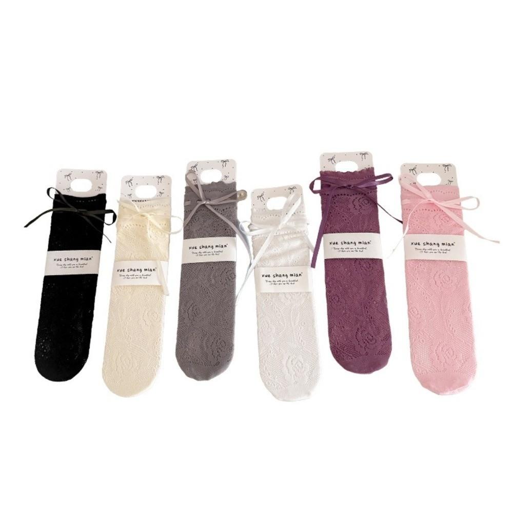 1 Pair Lace Trim Lace Socks Thin Material Lolita Socks Cute Style Slouch Socks Casual Wear
