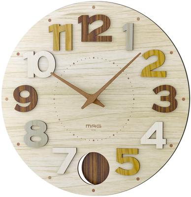 MAG Wall Clock Pendulum Analog Cookie No Second Hand 3D Characters Wooden Natural W-765N-Z