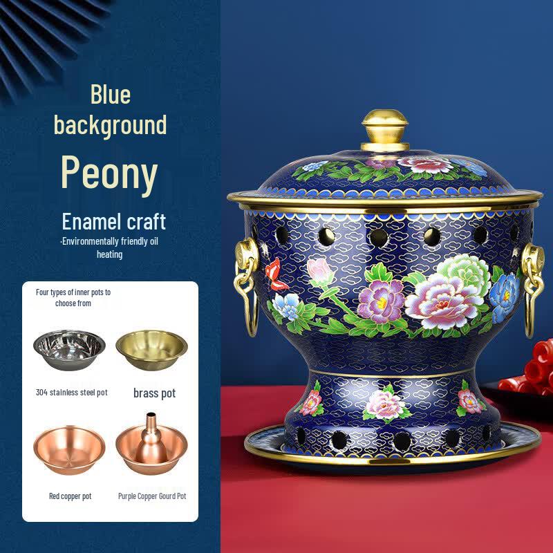 Single Person Cloisonné Brass Hot Pot