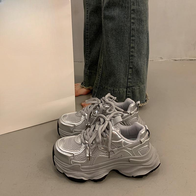 

Женские кроссовки-папы Новые дышащие женские туфли Увеличивающие рост Повседневные спортивные туфли 37