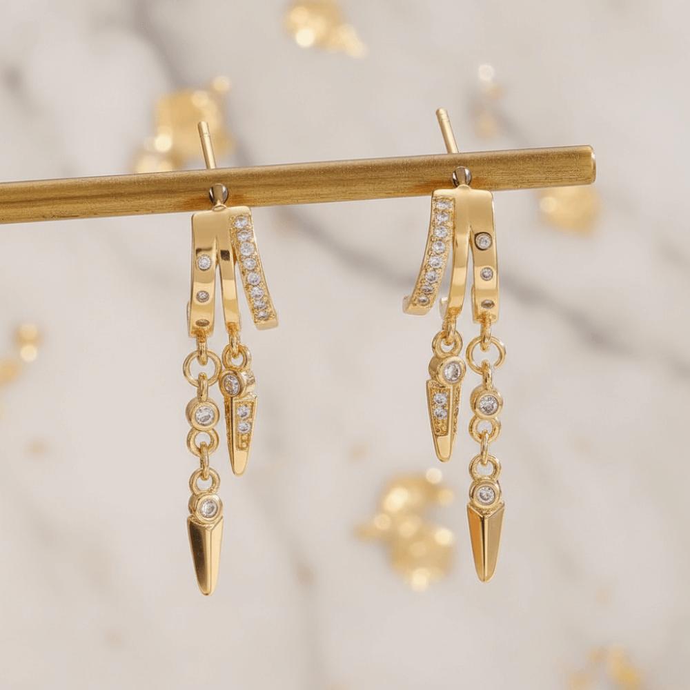 Micro-inlay Zircon Triple Stud Earrings Hypoallergenic Dangle Earrings  Jewelry Gift