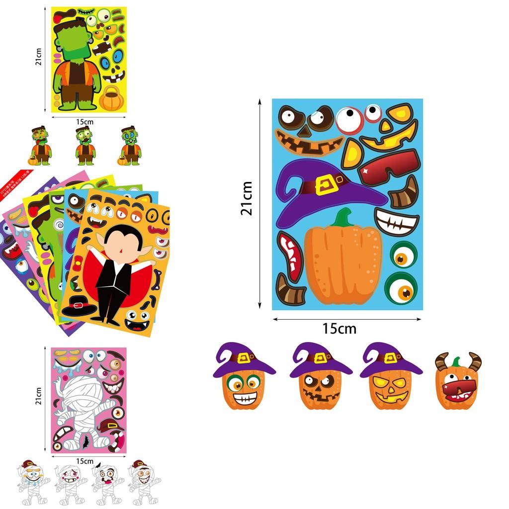 Colorful Xh061 Halloween Diy Pumpkin Puzzle Stickers For Kids Crafty Decor