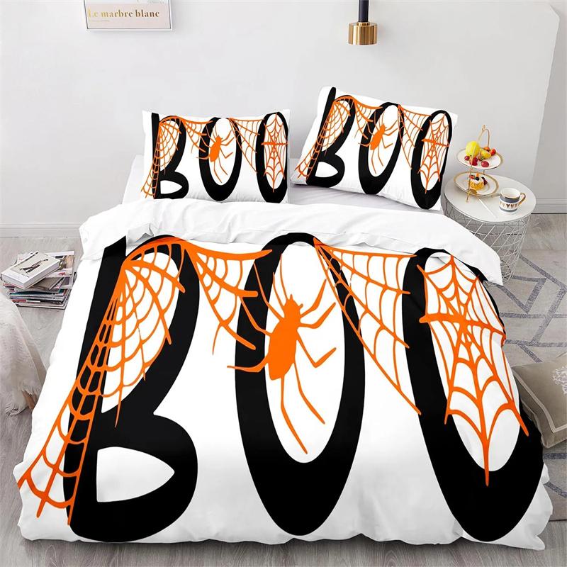 Halloween Boo Duvet Cover Cartoon Eyes for Kids Teens Adults Gift Little Monster Ghost Polyester Quilt Cover Bedroom Decoration