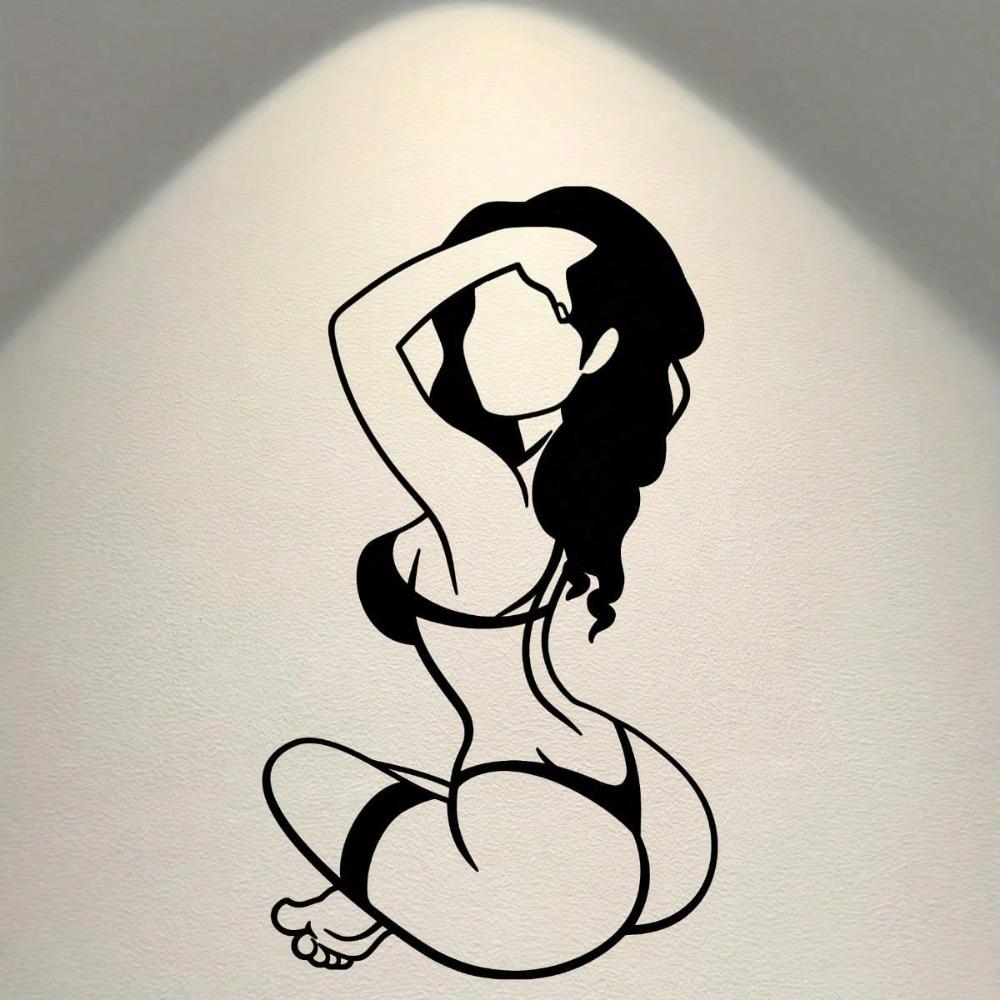 1 Stück Metall Wanddekoratives Gemälde - Abstrakte Bikini-Damen-Silhouette in Schwarzweiß