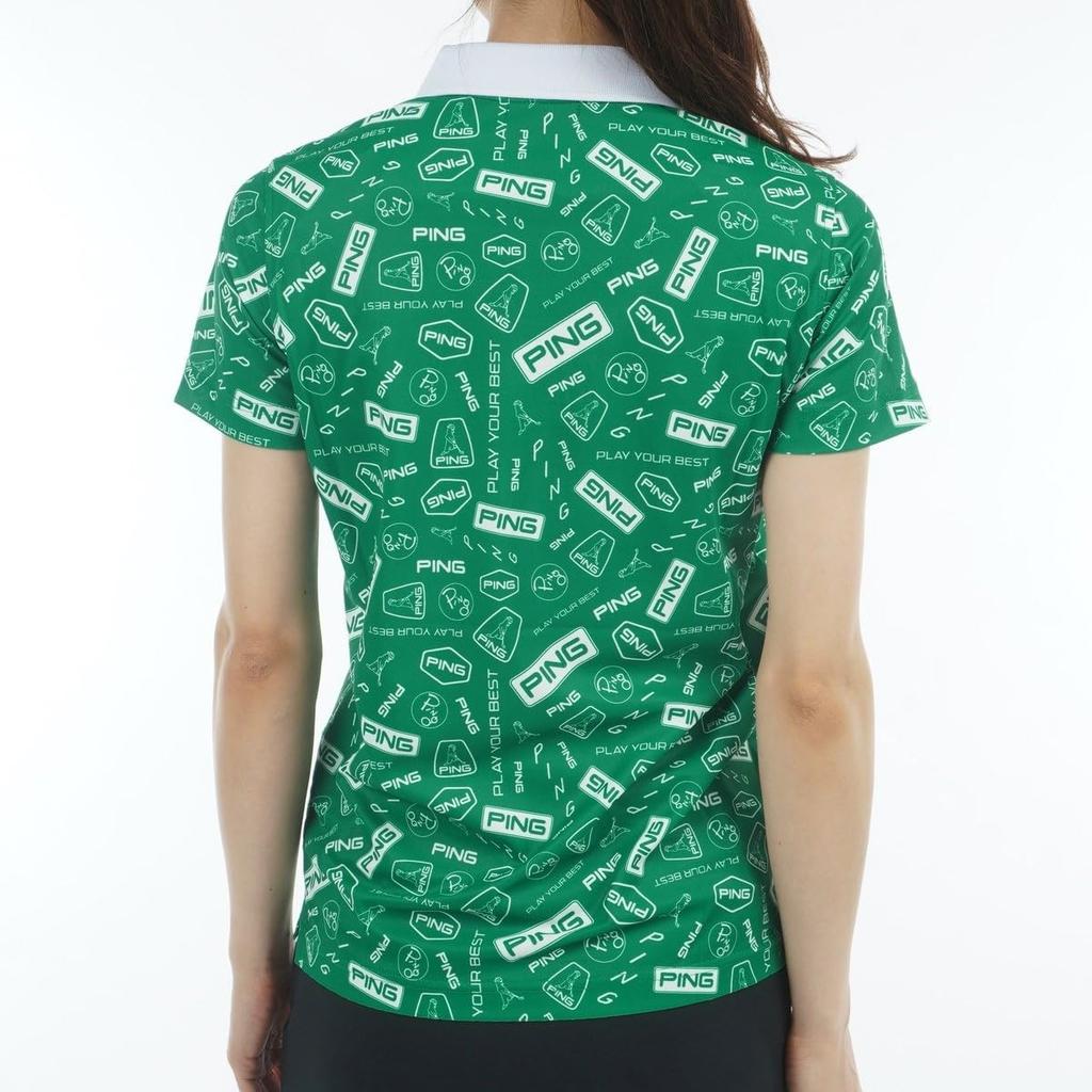 Ping Apparel Women's Short Sleeve Polo Shirt (All-Over Print) / Golf / 622-5160208 140_Green x White LL