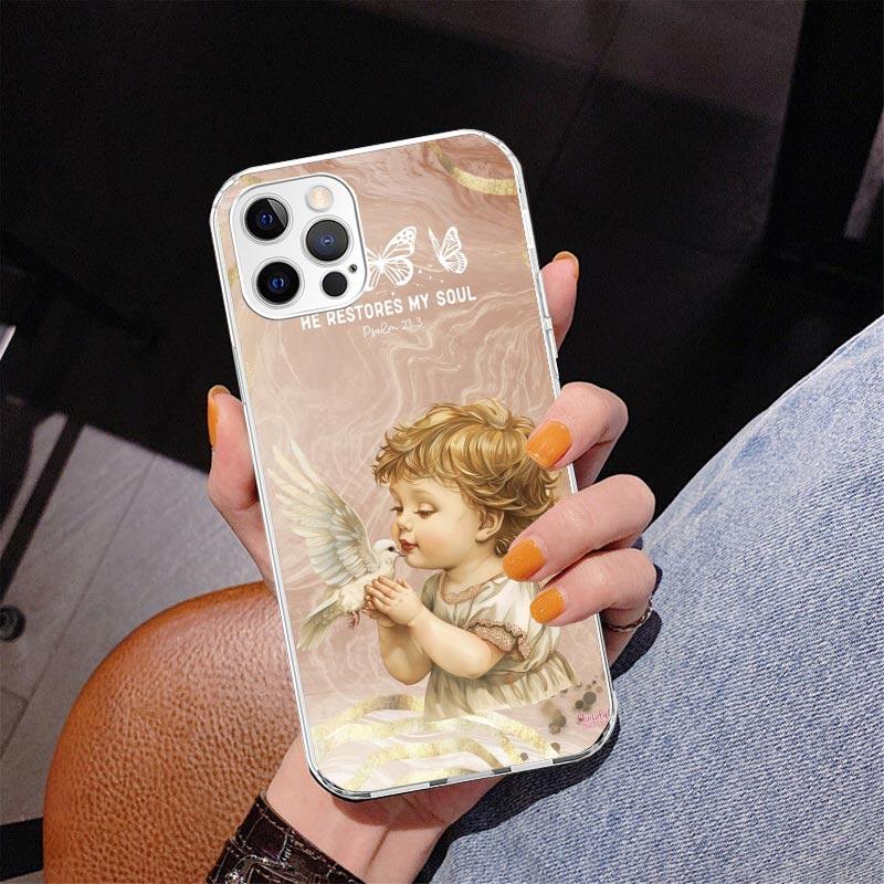 Bible Angel Phone Case For iPhone 17 Air 16 Pro Max 16E 15 + 14 Plus 11 12 13 Mini 7 8 SE Gift Print Cover Fundas