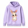 Cute Cartoon Bunny with Little White Flowers Print Kids Hoodie, Casual Soft Pullover Sweatshirt for Boys Girls, Cozy Long Sleeve Tops for Daily Outdoo