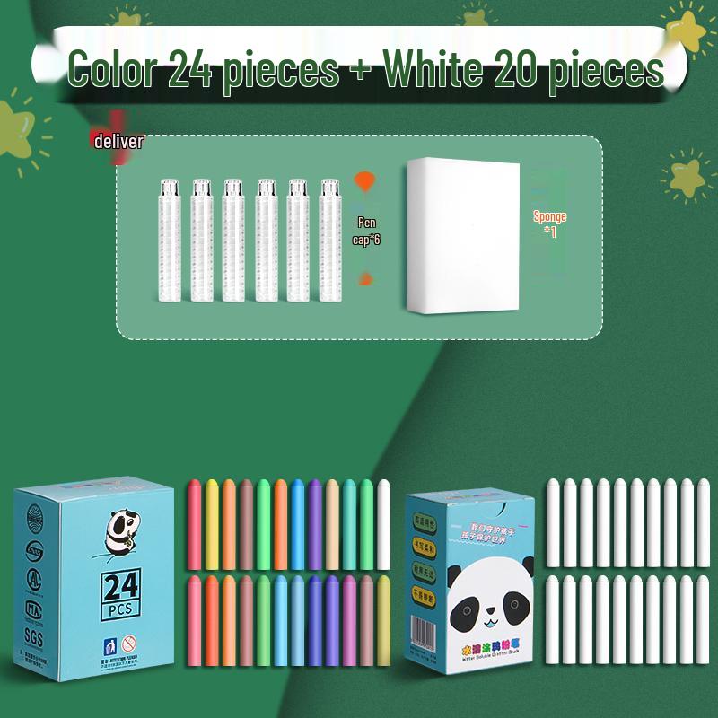 Water-Soluble Dust-Free Chalk for Teachers & Students - Reveals Color When Wet - Ideal for Blackboard Writing & Drawing