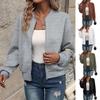 Autumn Winter Solid Color Zipper Jacket Baseball Collar Casual Coat for Women Long Sleeve Jackets & Coats