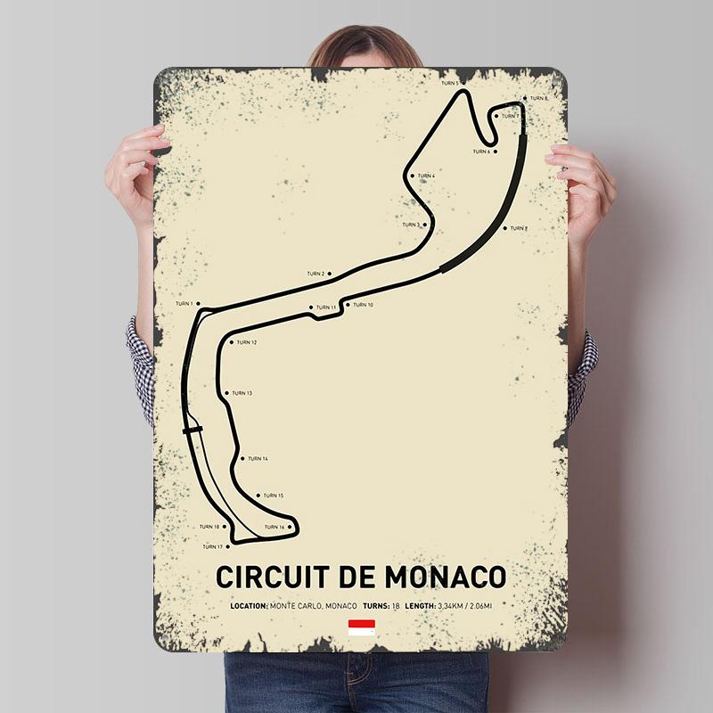 

Circuit De Monaco Poster Customized Wall Art Vintage Metal Signs Retro Tin Plaque for Man Cave Home Decor Living Room Wand Deko 20x30cm（7.8x11.8inch）