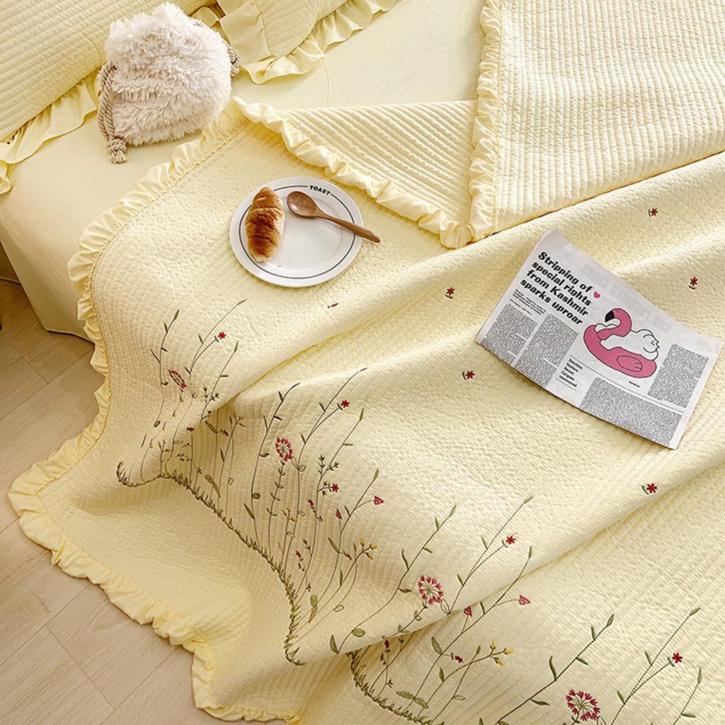 Cotton Pillowcase Pure Color Home Fashion Elegant Tencel Embroidery Pattern Summer Pillow Cover