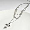Gothic Cross Pendant Necklace with Unique Design, Y2K Subculture Style Clavicle Chain