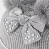 Girls' Winter Bow Double Pom-Pom Knitted Beanie