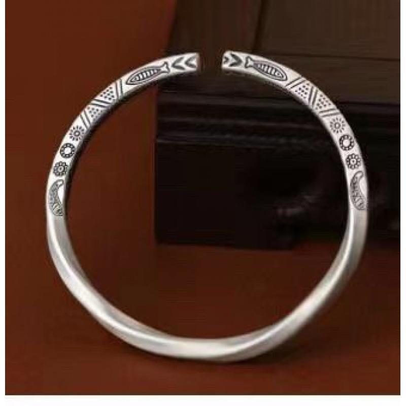 

Zuyin 999,9 Кольцо Мобиуса Тотемный браслет для мужчин и женщин Модный старинный французский этнический стиль Открытый браслет из чистого серебра Adjustable size