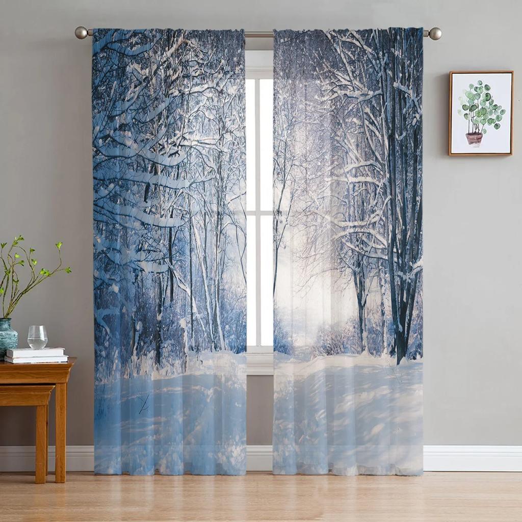 Paisagem jardim cenário chiffon sheer cortinas para sala de estar quarto decoração casa janela voiles tule cortina