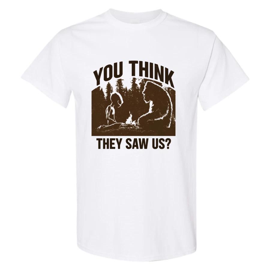 Bigfoot Alien T Shirt You Think They Saw Us Funny Vintage Forest Graphic Tee XXXXL