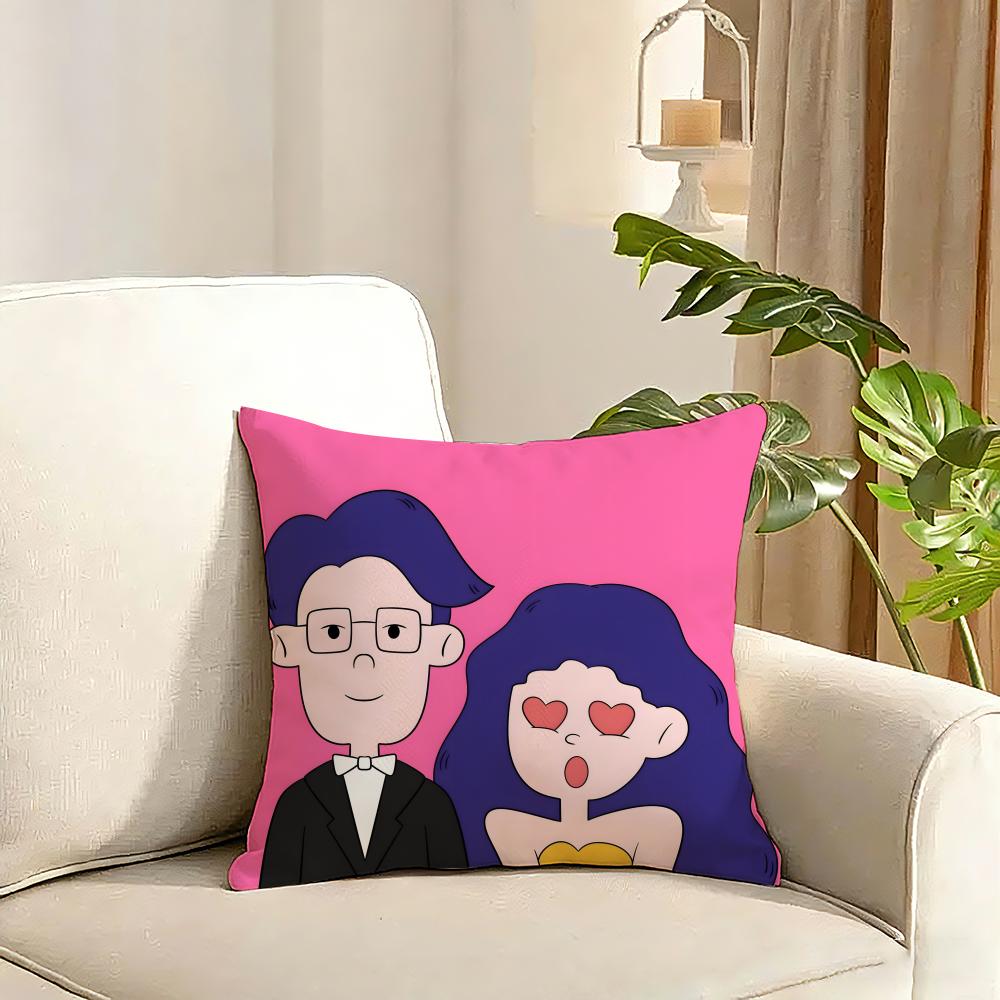 Cute cartoon couple Cushion Cover Reversible Plush Pillow Cover Soft Fluffy Home Decor for Sofa Bedroom