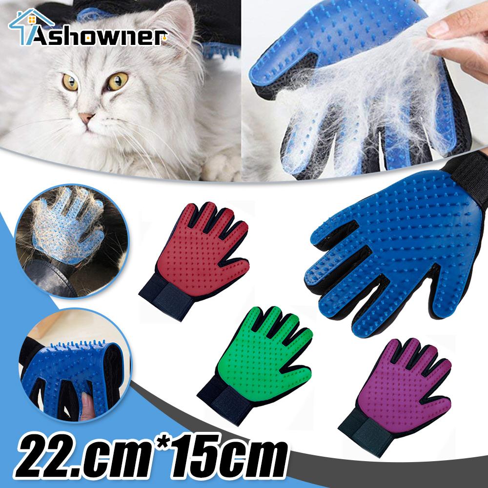 Pet Dog Cat Grooming Cleaning Brush Gloves Effective Deshedding Back Massage Animal Bathing Hair Removal Gloves Dog Combs