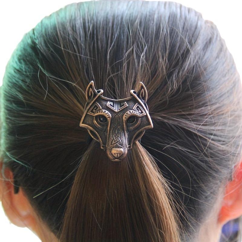 Viking Metal Wolf Hair Band Animal Decoration Hair Ring Elastic Ponytail Braid Girl Hair Accessories