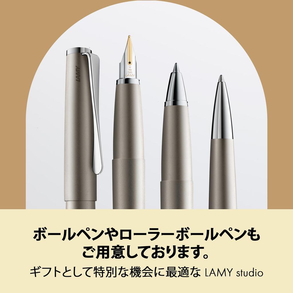 LAMY Studio Palladium Fountain Pen Elegant Metal Body 14K Gold Nib Nib Size F Includes LAMY T10 Blue Ink Cartridge - - (Partially Platinum-Plated) - -