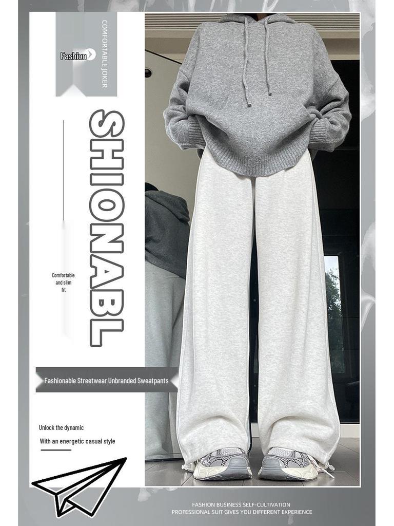 Douyin Mamba Damen Fleecegefütterte Weitbein-Sweathose - Herbst/Winter 2024