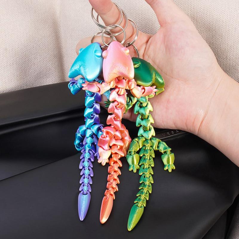 Adorable Multi Jointed Keyrings Creative 3D Printed Gecko Figurine Keychain Unique Backpack Decoration Accessories Gifts