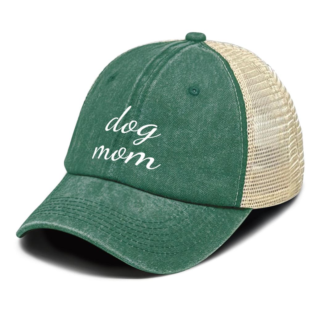 White Dog Mom Printed Trucker Hat Adjustable Sporting Trendy Fashion Mesh Cap For Gifts Outdoor Cycling Tennis Activities Wear