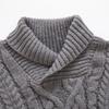 European And American Men's Knitting Pullover Hooded Top Slim Button Sweater