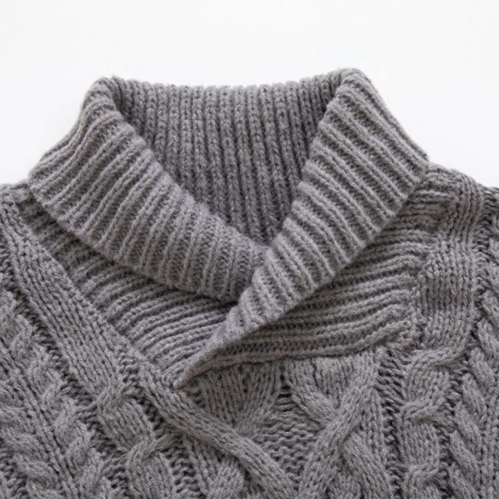 European And American Men's Knitting Pullover Hooded Top Slim Button Sweater