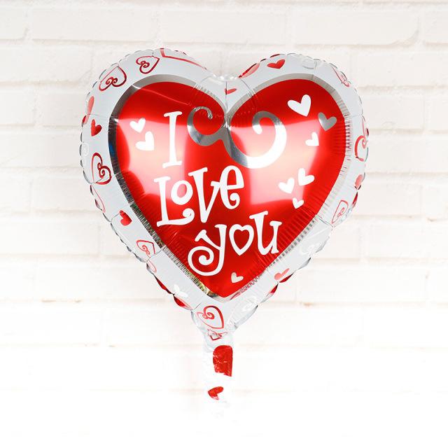 Qianshun Heart-shaped Aluminum Foil Balloons 18 Inch Silk Screen Printed I Love You Helium Wedding Valentine's Day Decoration