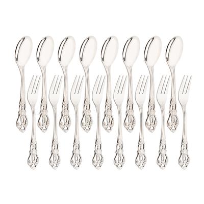 16Pcs Stainless Steel Teaspoon and Fruit Fork Set Afternoon Tea Small Dessert Spoon Fork Kitchen Tableware Western Style Dinnerware