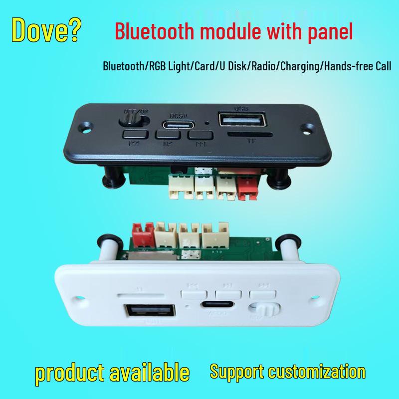 LA16 Bluetooth zesilovací deska s panelem, dvoukanálová základní deska reproduktoru, dekódování a barevná světla