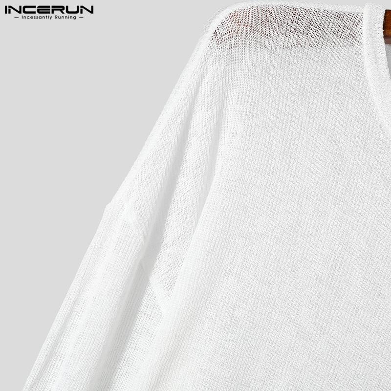 INCERUN Men Autumn Long Sleeve Thin Knitted Pullover Tops Undershirts