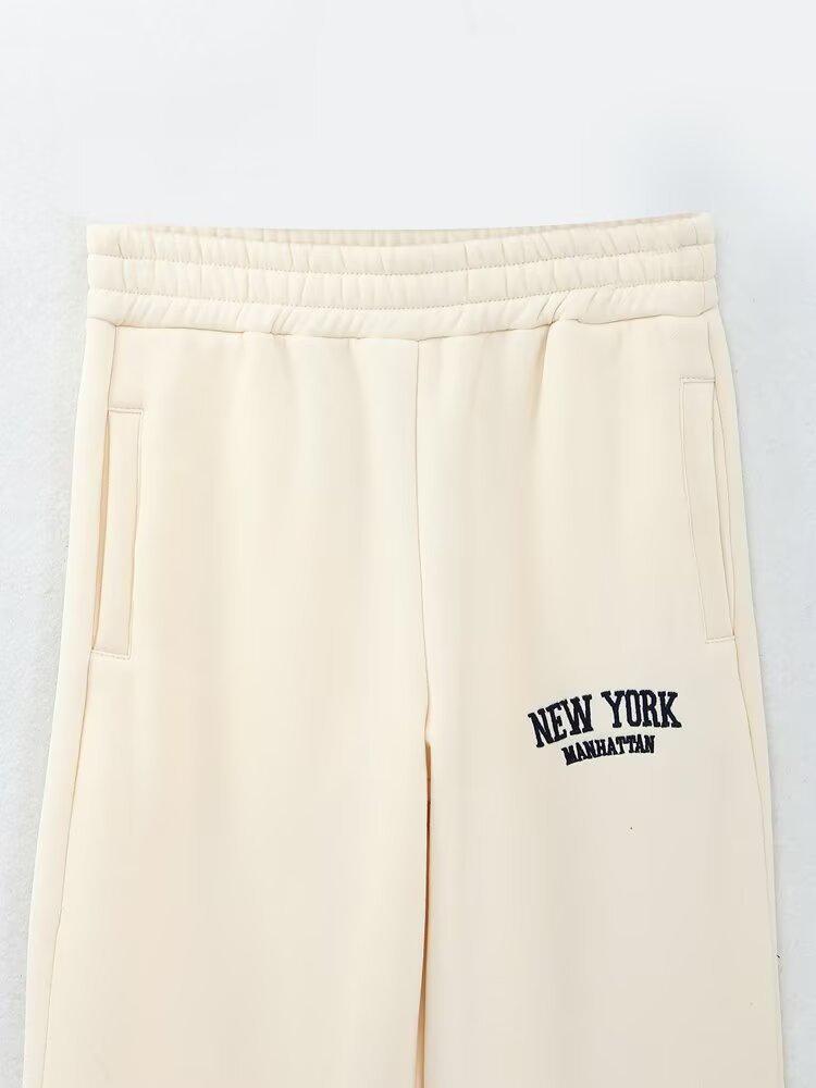 2024 Women's Embroidered Hooded Sweatshirt & High-Waist Joggers Set, Plus Size, Loose Fit