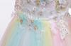 Weileenice Rainbow Size Dress with Embroidered Floral Tulle Rainbow Formal Wear for and Parties Children's Dress, 140, White, Girls' Sleeves, Lace,