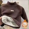 Sous-vêtement Thermique Enfant Doublure Polaire Col Semi-montant Manches Longues T-shirt Couche de Base Chaude Hiverale Pour Garçons Filles