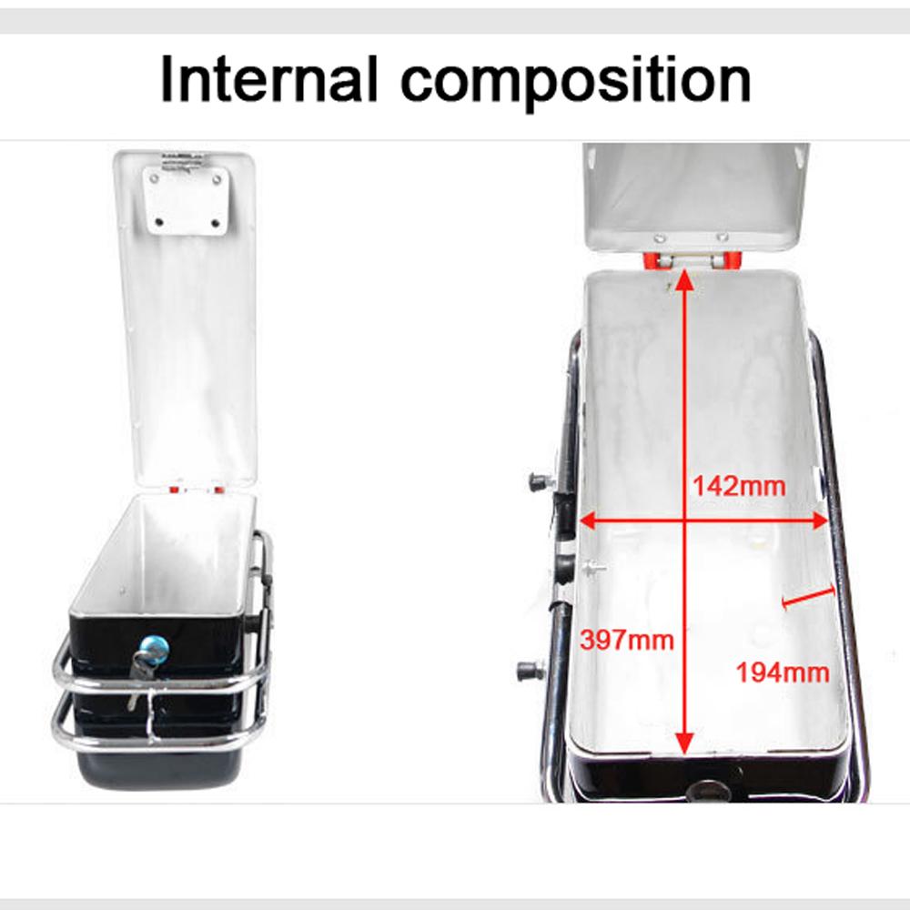 Motorcycle Hard Saddlebags Universal Side Storage Box Rear Trunk with Light & Lock, 1 Pair
