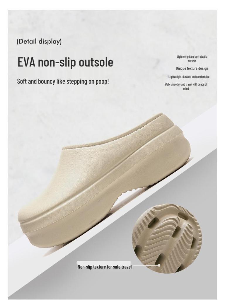 Men's Thick-Soled Cotton Slippers, 2025 Winter Collection - Waterproof, Non-Slip, Height-Enhancing, Plus Velvet, Toe-Covering Design