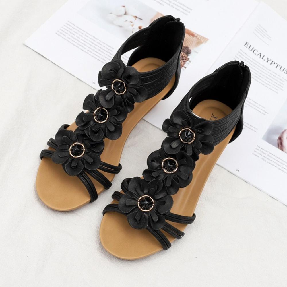 Neue Sommer Damen Böhmische Ethnische Keilabsatz Plateau Römische Sandalen, Floral Design Zum Kleid Matching