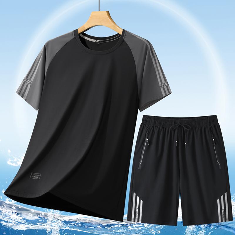 Men s Casual Sports Set Summer Thin Running Speed Dry Two-piece Set 2XL
