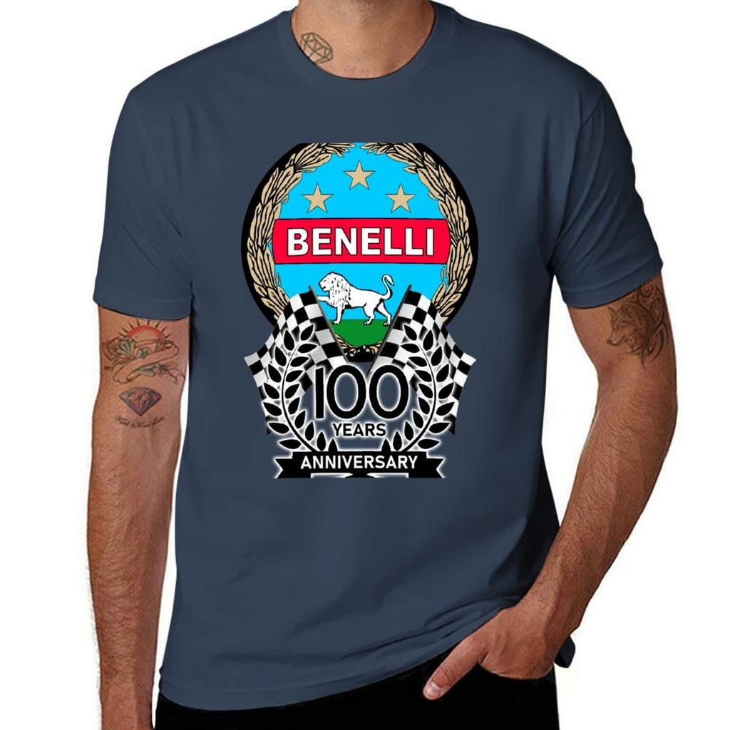 Vintage Benelli Logo 100th Anniversary Celebration Tshirt Breathable Gym Short Sleeve Tshirt