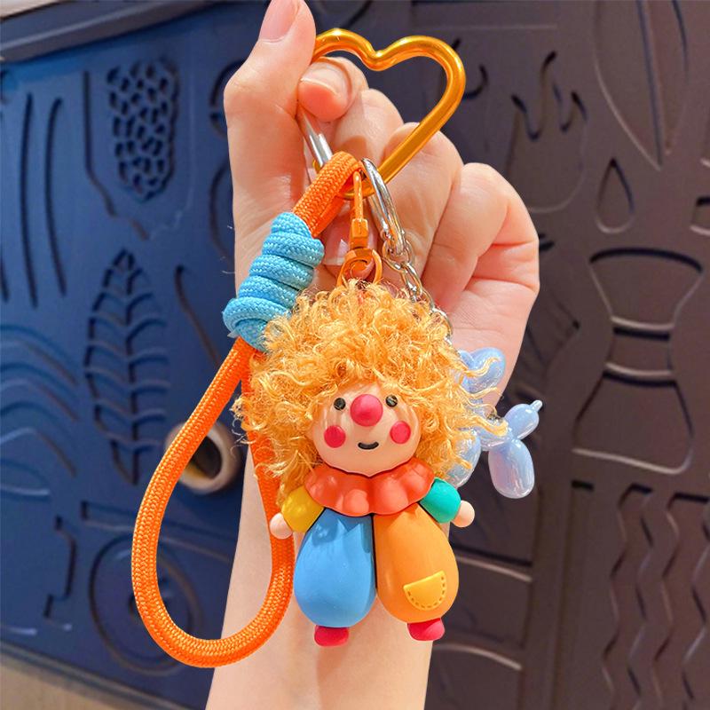 Cartoon Clown Curly Hair Keychain Pendant - Cute Couple Charm Gift