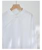 Rong Tai Women's 2026 White Puff Sleeve Stand Collar Shirt in Lightweight Chinese Style