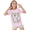 Kids Clothes Summer T-Shirt Cat 3D Printing Tops Casual Short Sleeve Tee Fashion Girl T-Shirts Crew Neck Children's T-Shirt