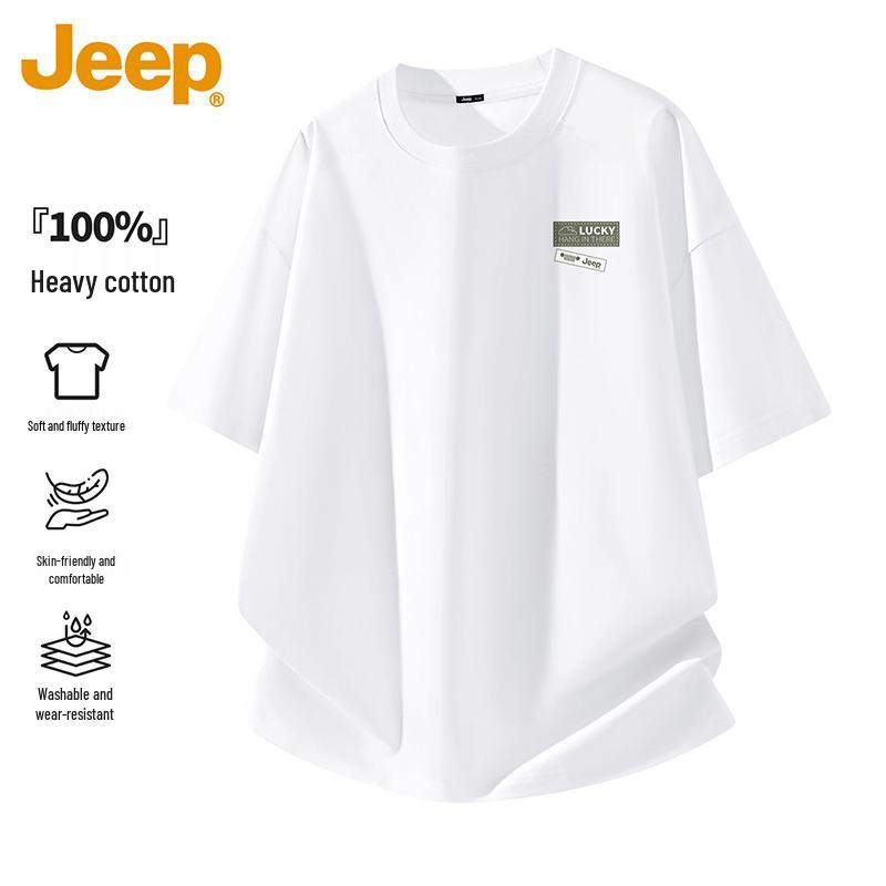

JEEP Men s Heavyweight Pure Cotton Short Sleeve T-Shirt S