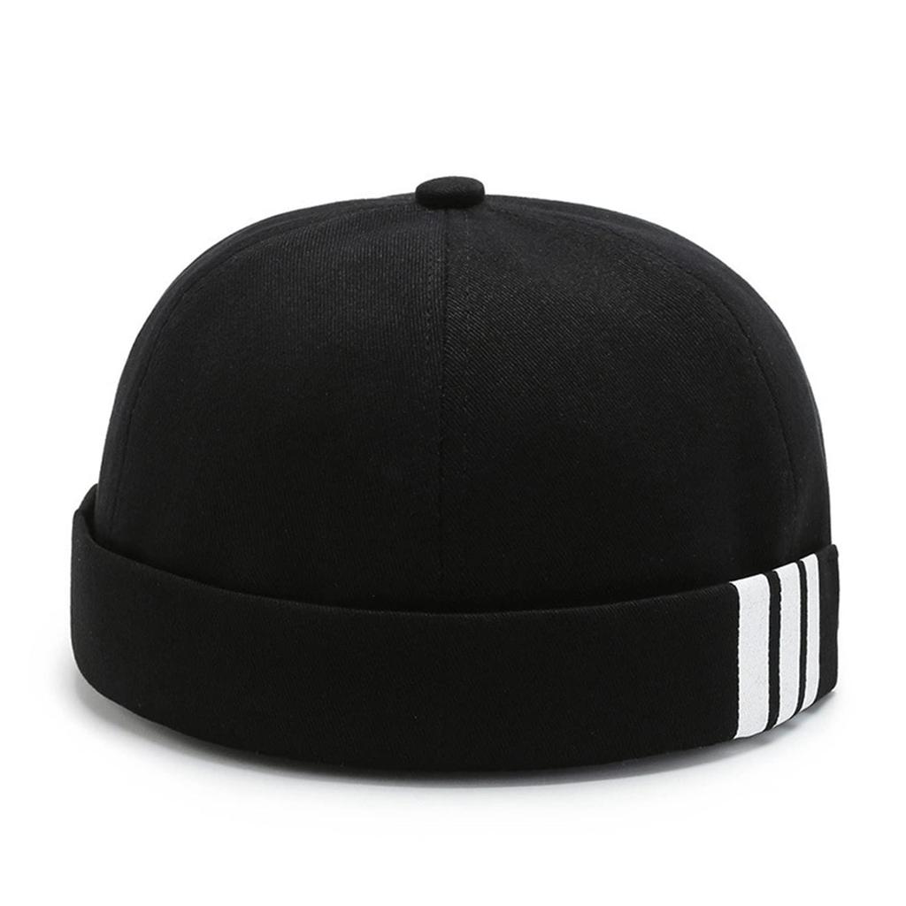 Weuiean Roll Watch Retro Men's Cap, Cotton, No-Brim, Cap, Style, Round, Adjustable, Unisex, SG-76 (Black)