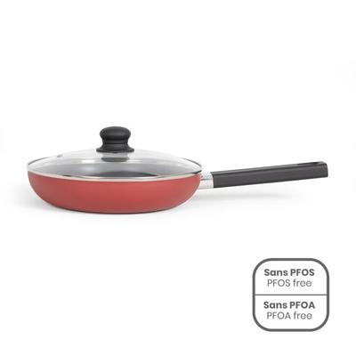 Sauté Pan - LIVOO MEP153R - 26 Cm - PFOA and PFOS-free Non-stick - Silicone Handle - All Heat Sources Including Induction - Red